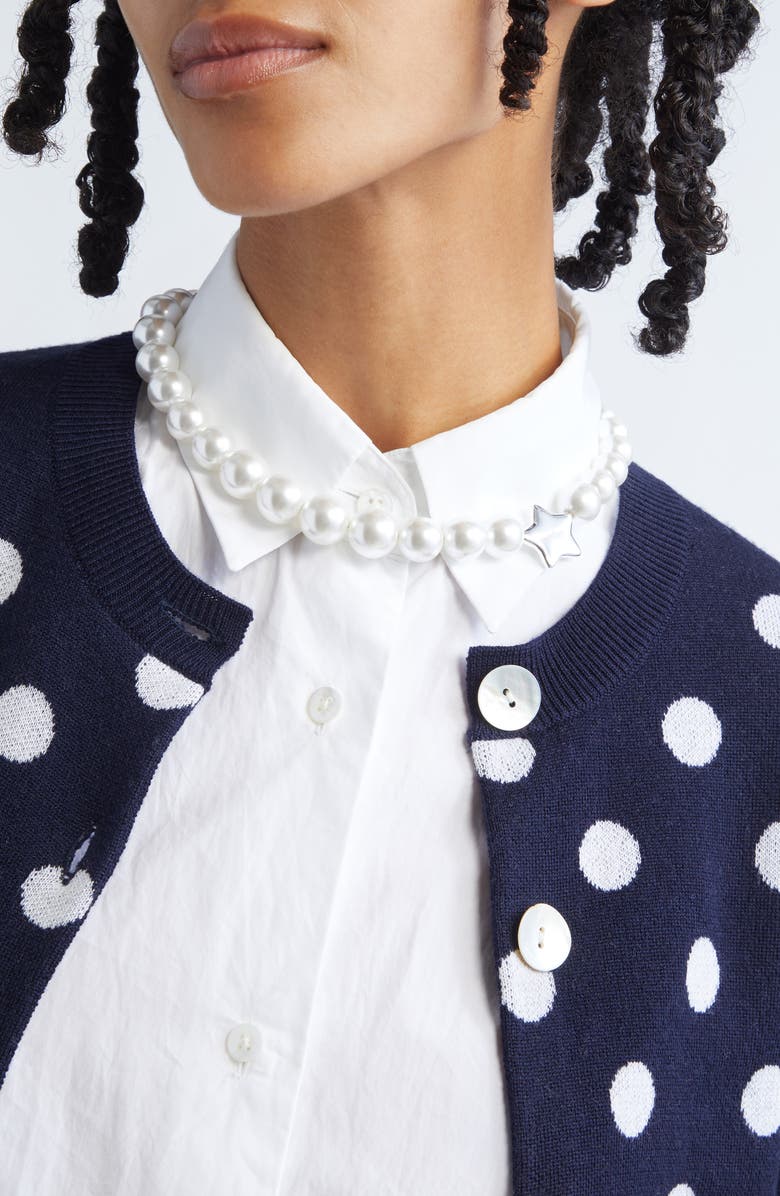 Sandy Liang Poison Graduated Faux Pearl Necklace, Alternate, color, Pearl