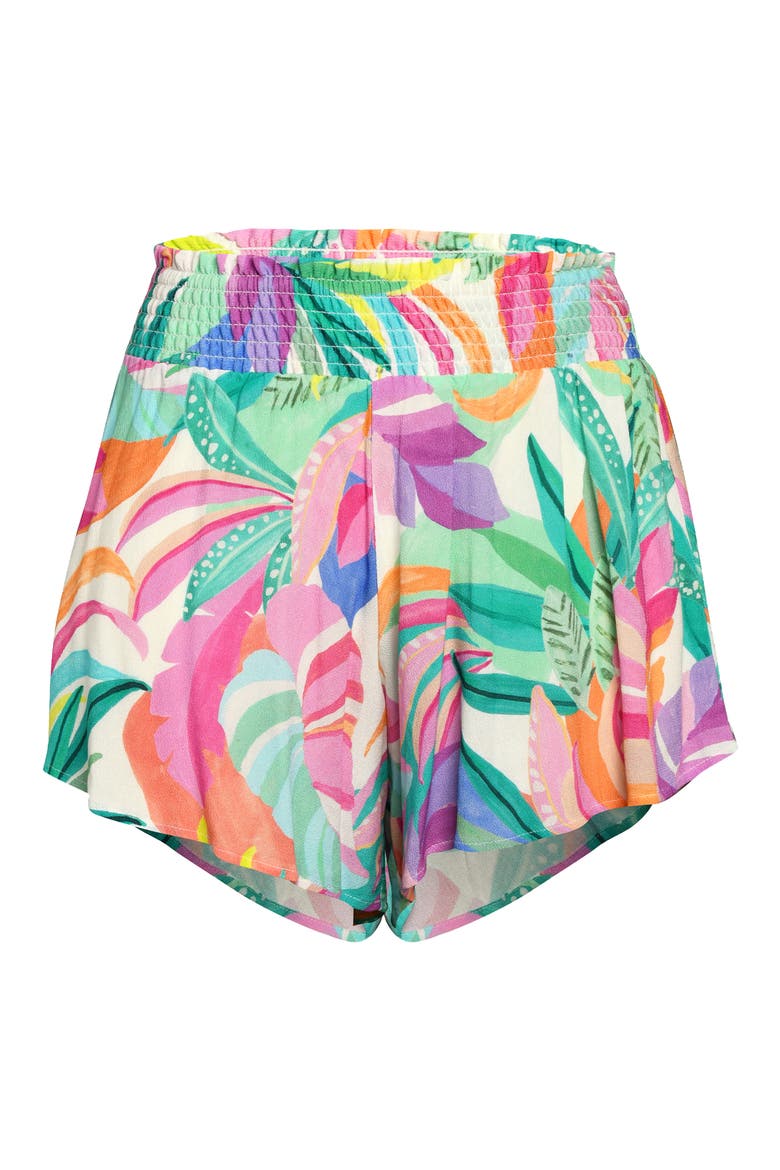 Vacation Smocked Cover-Up Shorts, Alternate, color, WHITE MULTI