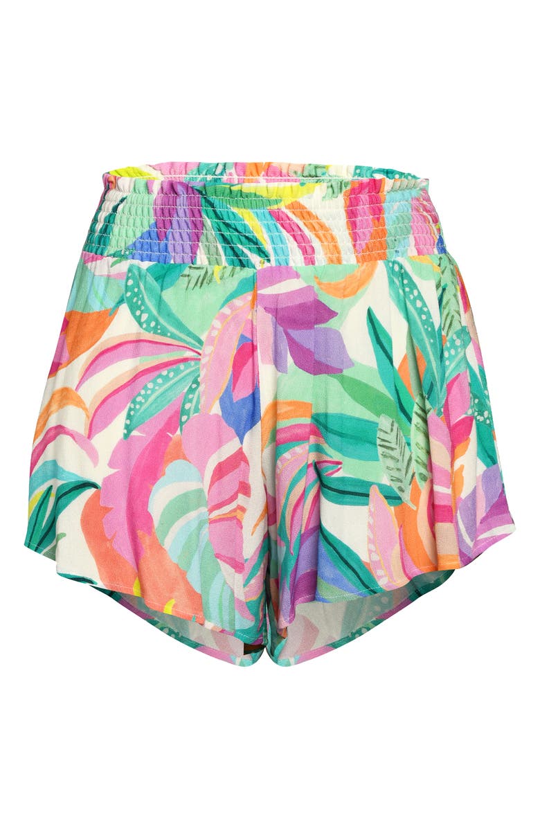 Sunshine 79 Vacation Smocked Cover-Up Shorts, Alternate, color, White Multi