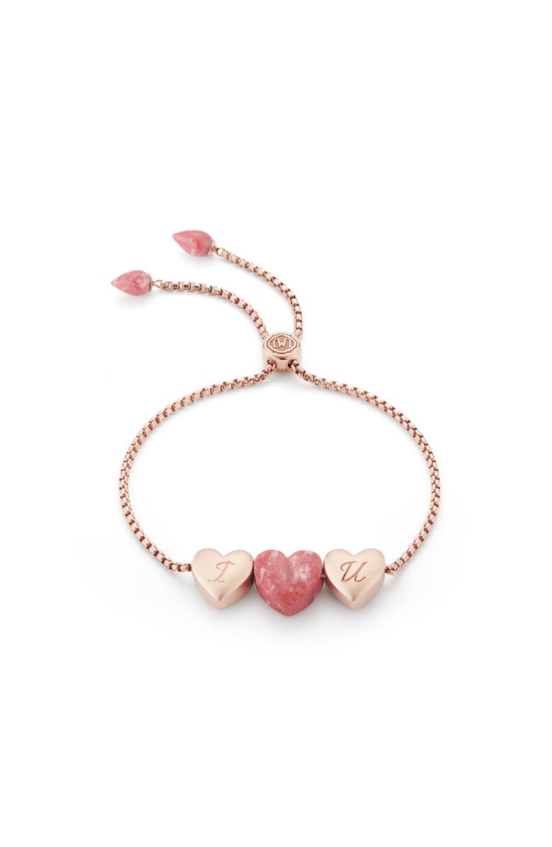 LuvMyJewelry Luv Me Love Heart Thulite Gemstone Rose Gold Plated Sterling Silver Bracelet, Main, color,