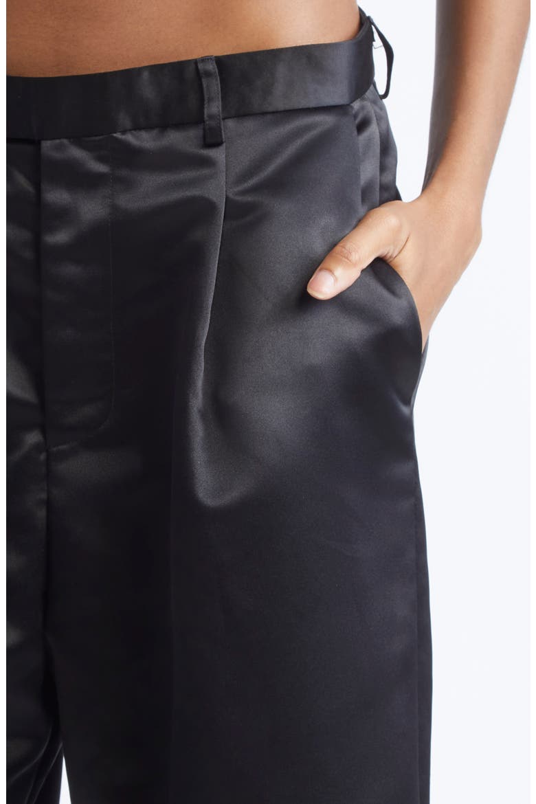 Relaxed Pleated Crop Trousers, Alternate, color, BLACK