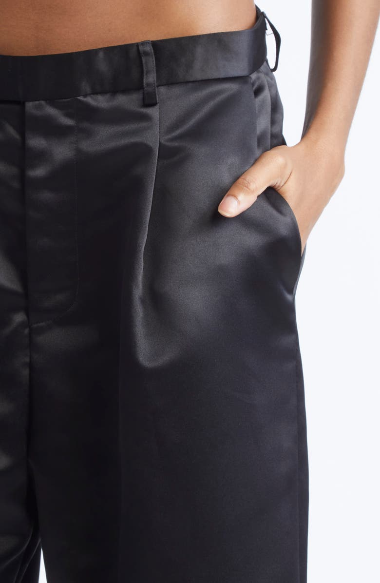 R13 Relaxed Pleated Crop Trousers, Alternate, color, Black