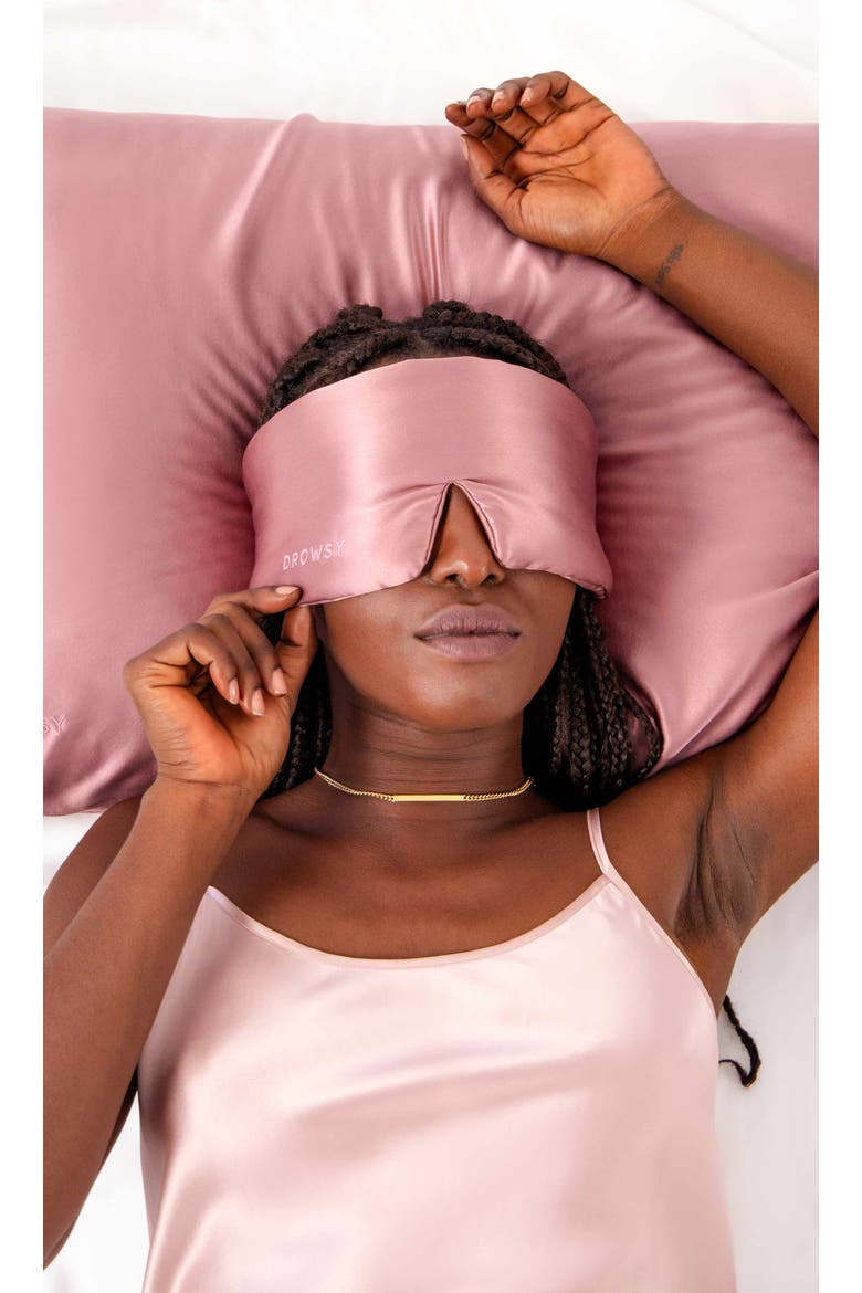 Silk Sleep Mask, Alternate, color, Damask Rose