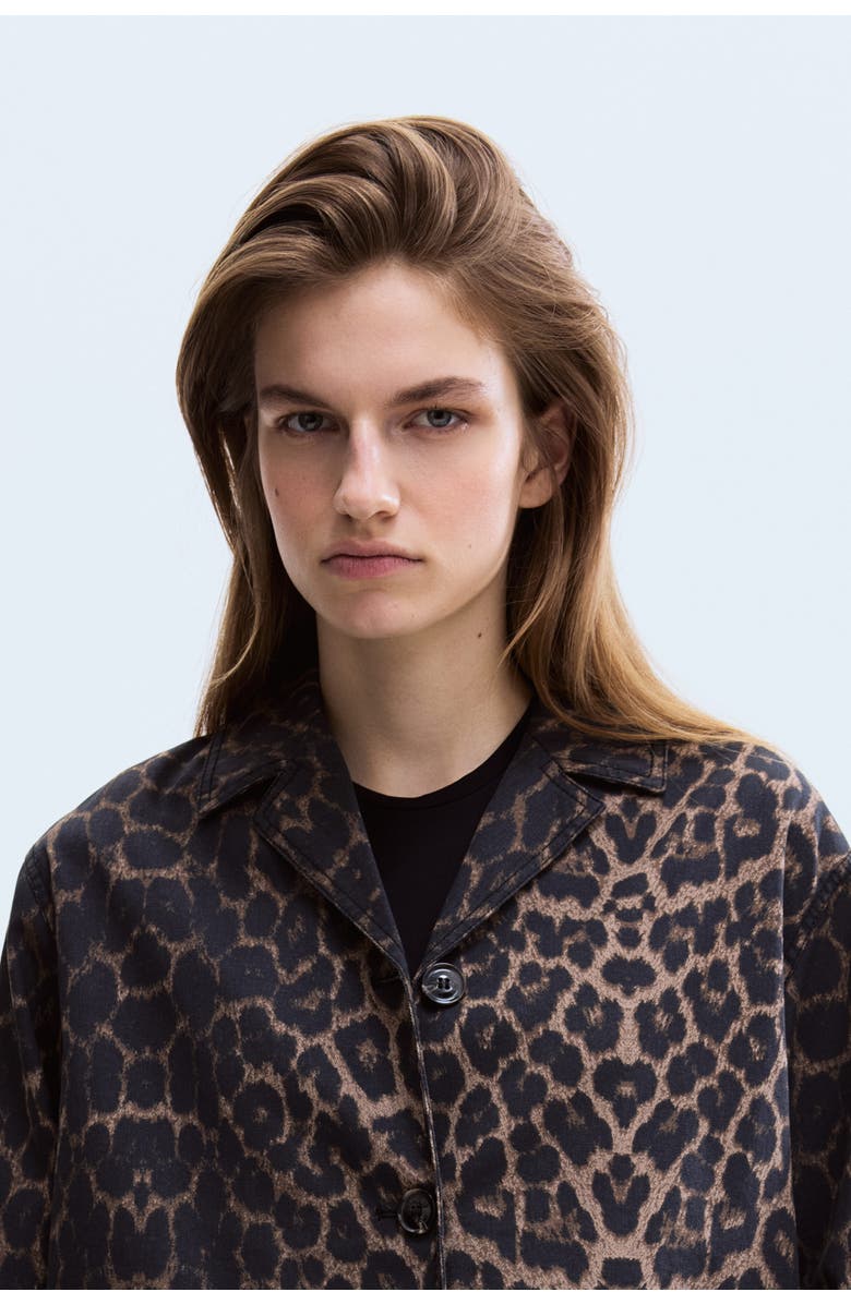 H&M Twill Jacket, Alternate, color, Brown/Leopard Print