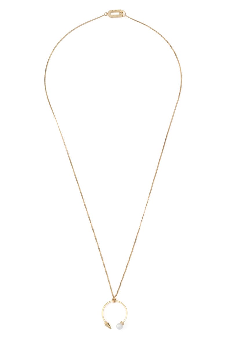 Faux Pearl Spike Pendant Necklace, Alternate, color, GOLD/ PEARL