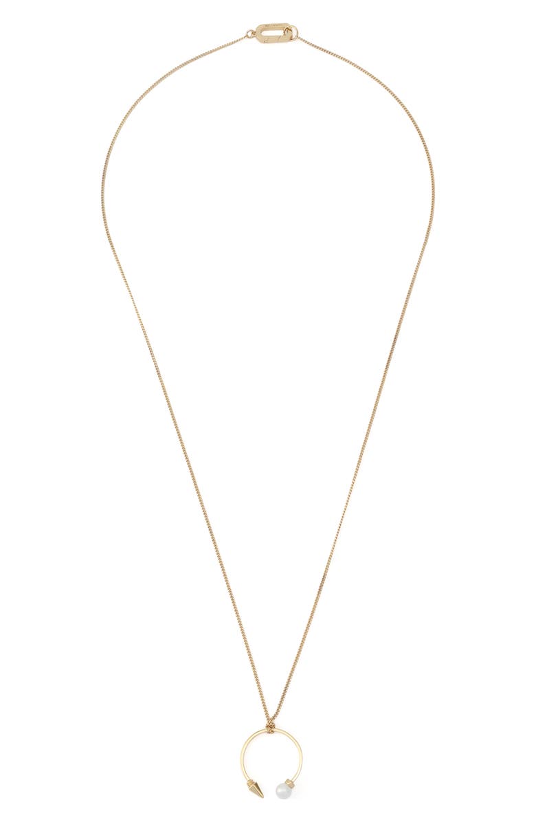 AllSaints Faux Pearl Spike Pendant Necklace, Alternate, color, Gold/ Pearl