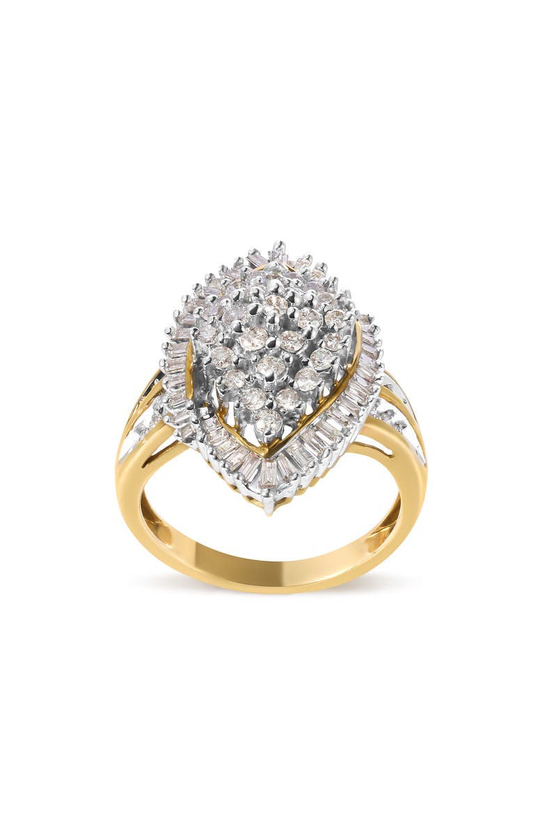 Haus of Brilliance 10K Yellow Gold 1.0 Cttw Diamond Cluster Ring, Alternate, color, Yellow