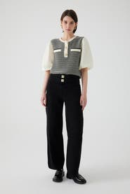 Exquise Belted Wide Leg Denim Pants