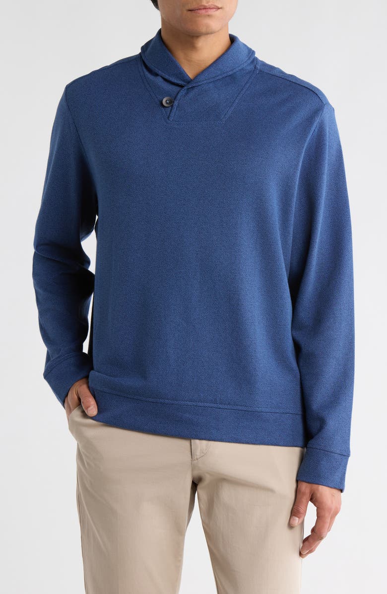 Tommy Bahama Deer Harbor Shawl Collar Cotton & Viscose Pullover, Main, color, Ocean Deep