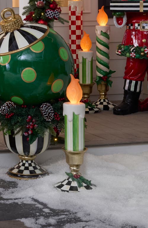 Mackenzie-childs Mackenzie Childs Check It Out Small Illuminated Candle Decoration In Multi
