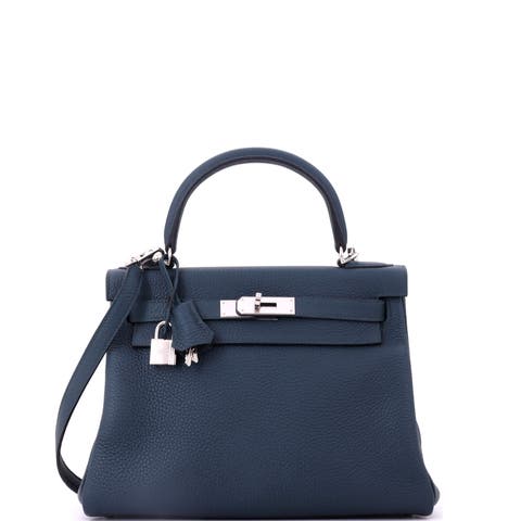 Kelly Handbag Green Clemence with Palladium Hardware 28