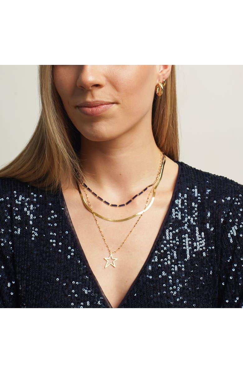 The Lovery Fine Jewelry Open Star Necklace, Alternate, color, Yellow Gold