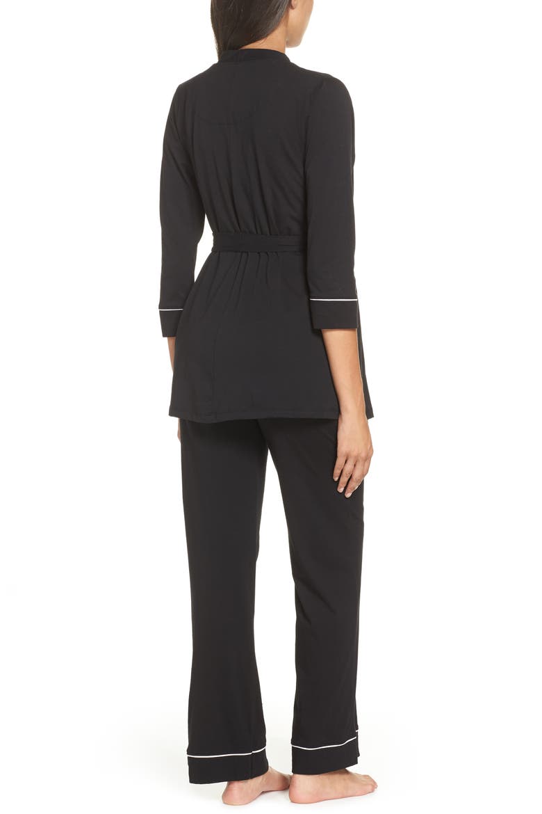 Maternity/Nursing Robe & Pajamas, Alternate, color, BLACK