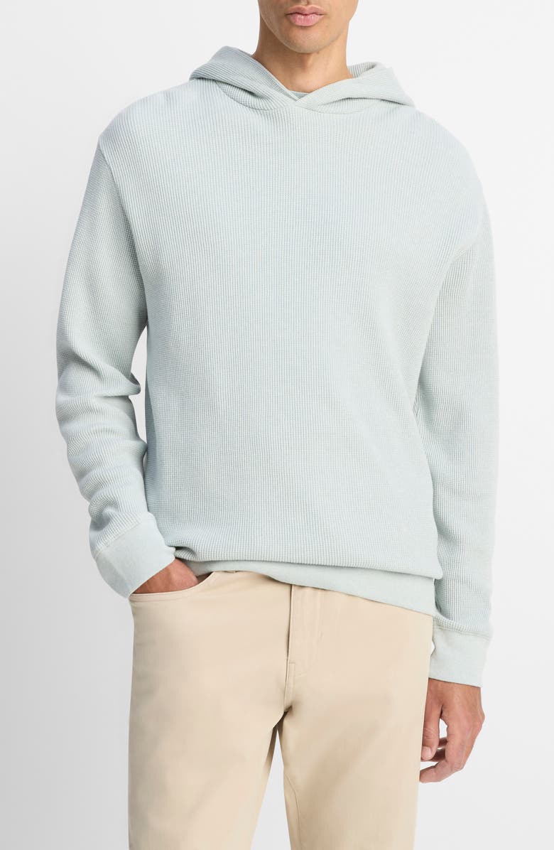 Vince Mouline Thermal Pima Cotton Hoodie, Main, color, Skylight/ Off White