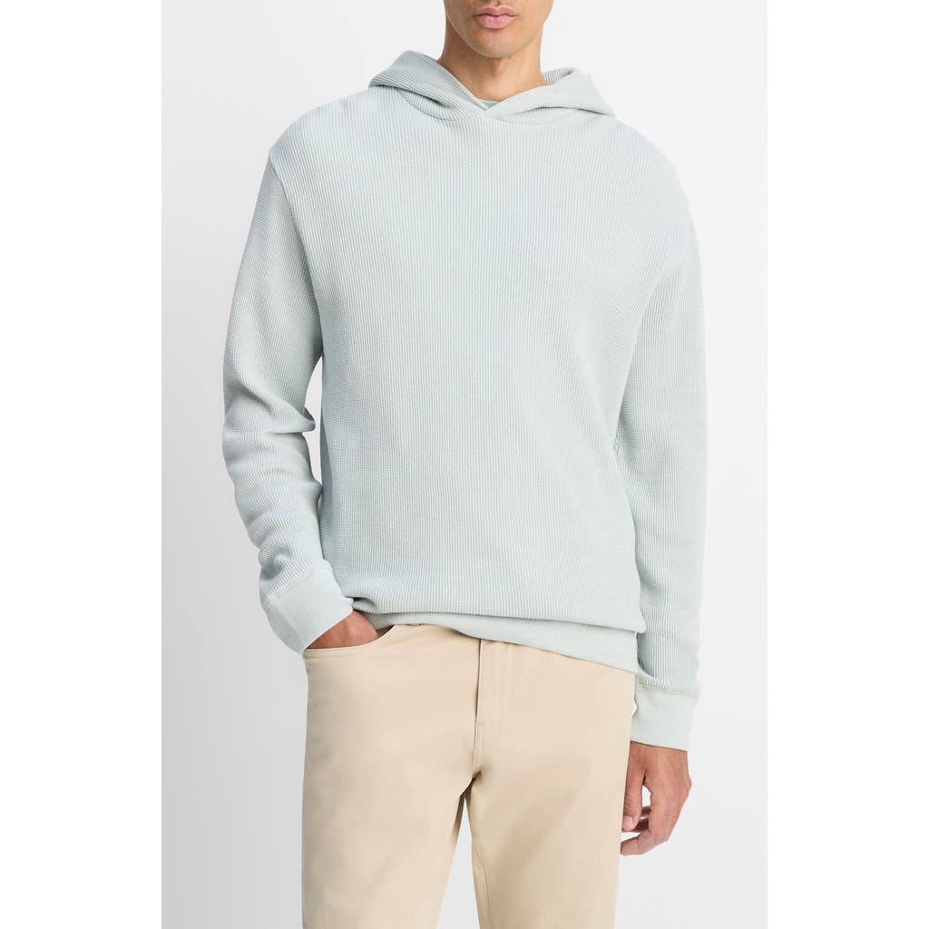 Vince Mouline Thermal Pima Cotton Hoodie In Blue
