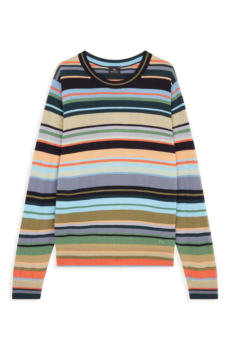 Stripe Merino Wool Sweater, Main, color, MULTI COLOURED