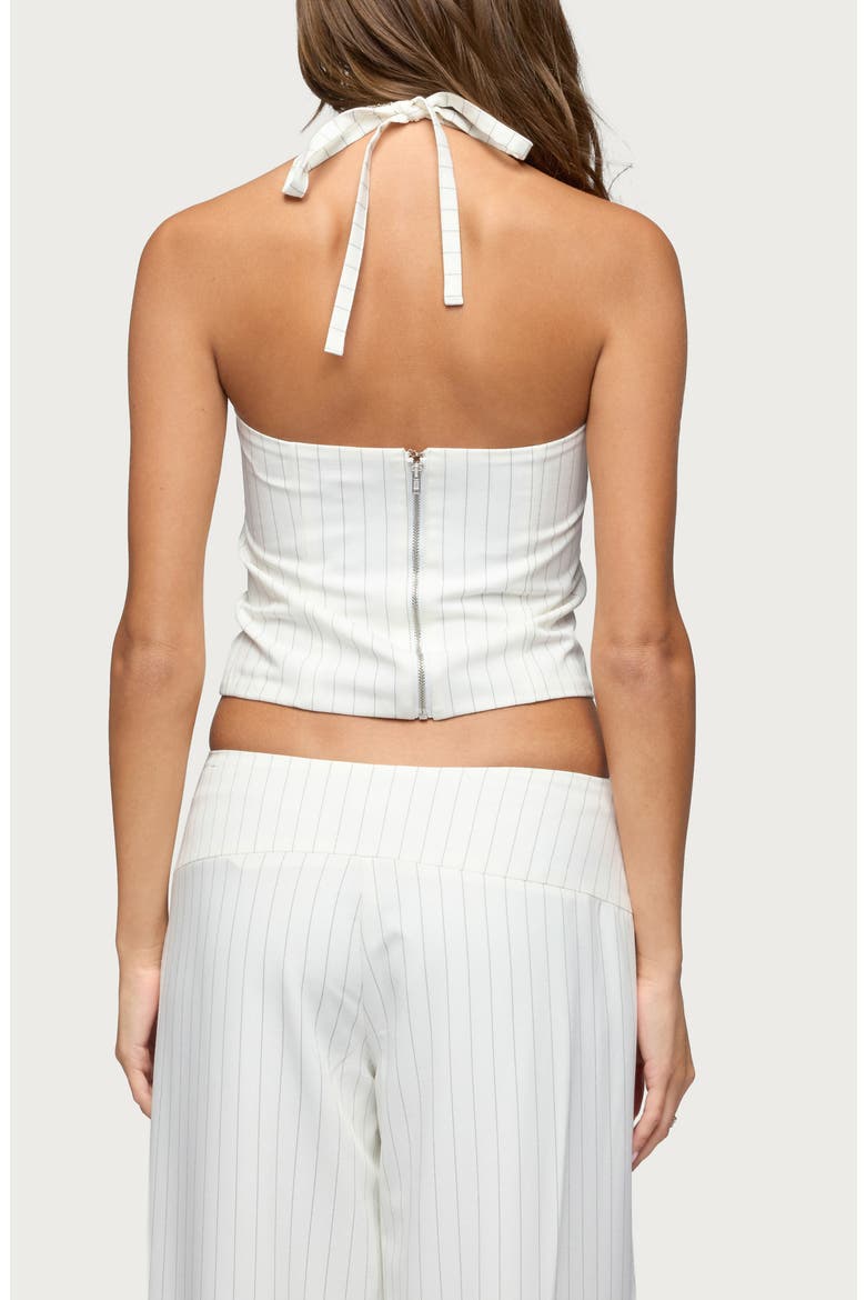 Parker Pinstripe Halter Top, Alternate, color, WHITE