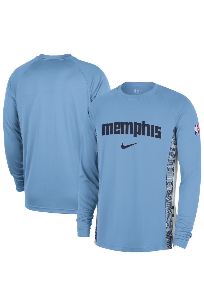 Men's Nike  Light Blue Memphis Grizzlies 2025/26 City Edition Authentic Pregame Dri-FIT Long Sleeve Shooting T-Shirt, Main, color, Light Blue