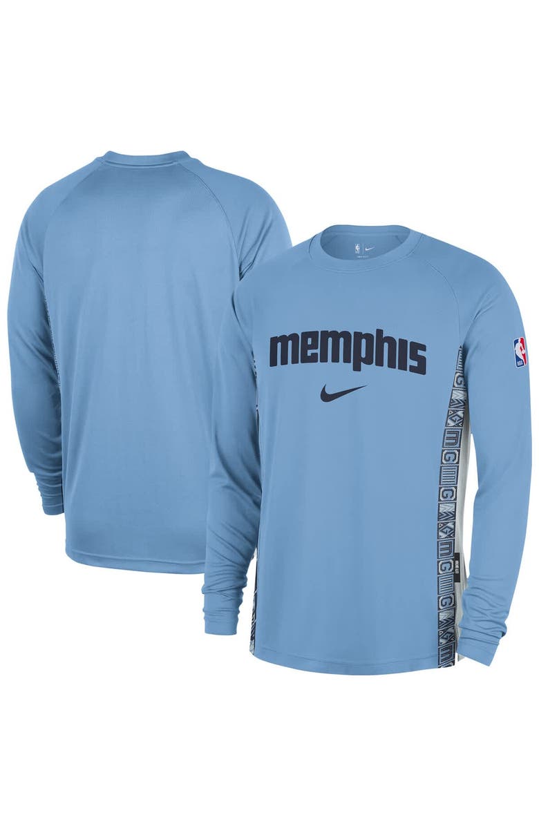 Nike Men's Nike  Light Blue Memphis Grizzlies 2025/26 City Edition Authentic Pregame Dri-FIT Long Sleeve Shooting T-Shirt, Main, color, Light Blue
