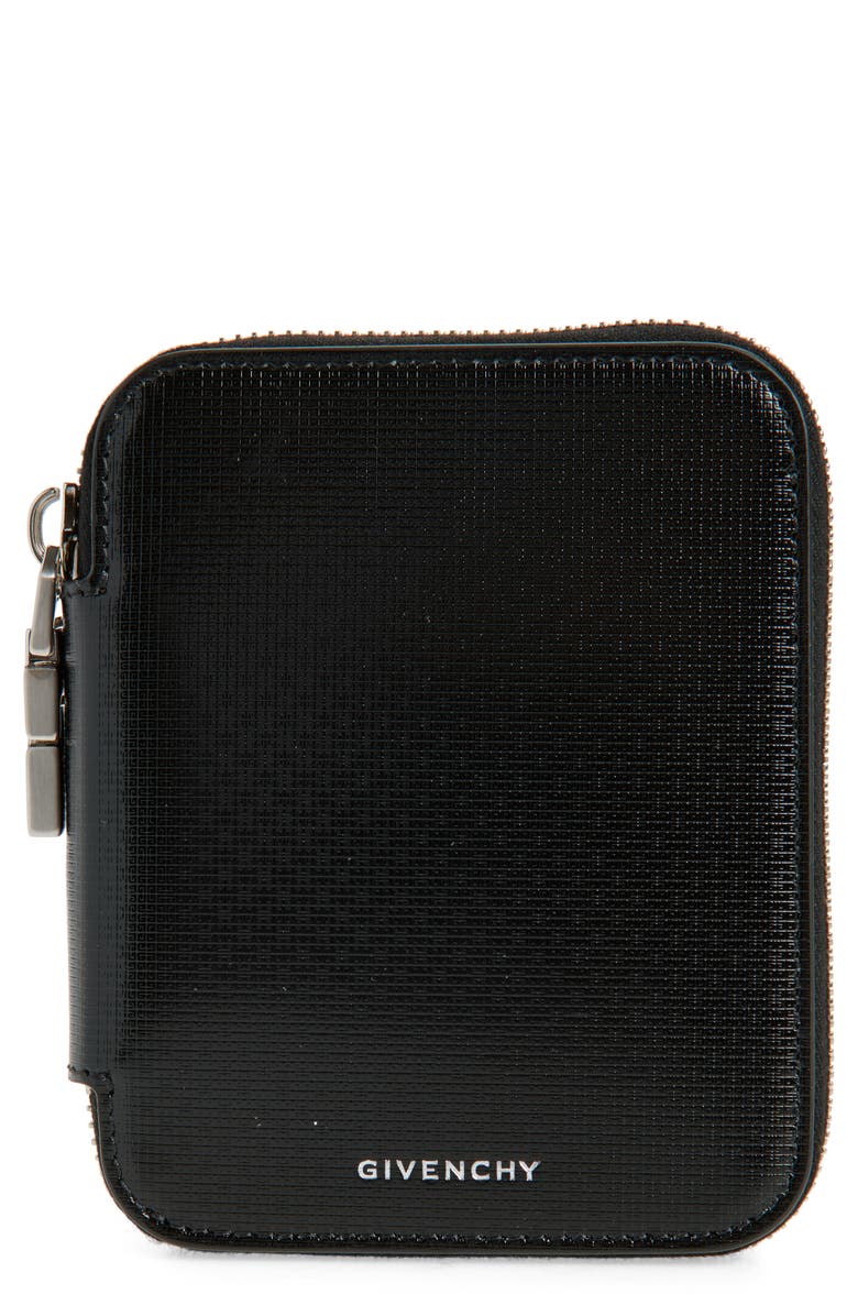 Givenchy Compact Leather Zip Wallet, Main, color, Black