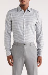 Nordstrom Trim Fit Check Premium Non Iron Cotton Button-Up Shirt