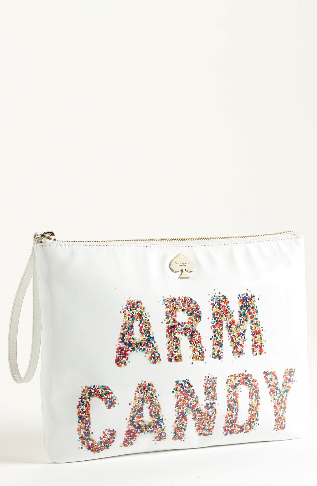 'arm candy' leather pouch, Main, color, CREAM MULTI