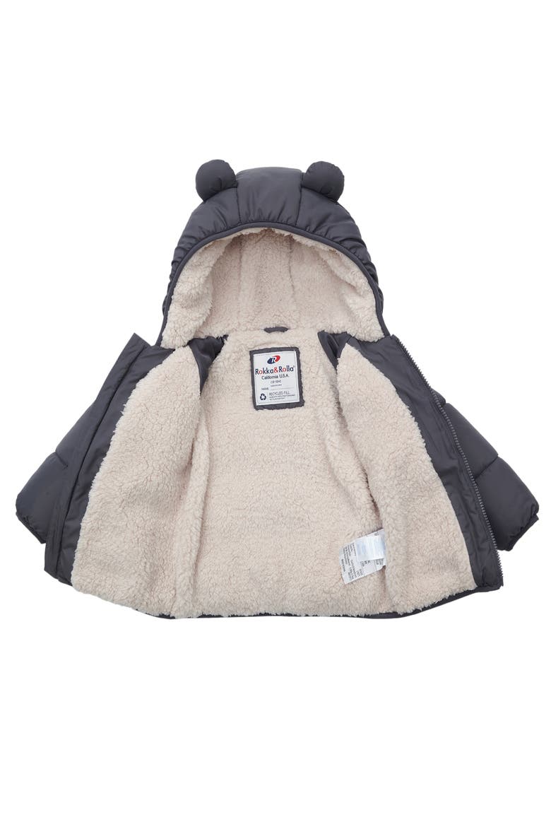 Baby Fleece Lined Bear Puffer Jacket, Alternate, color, Grey