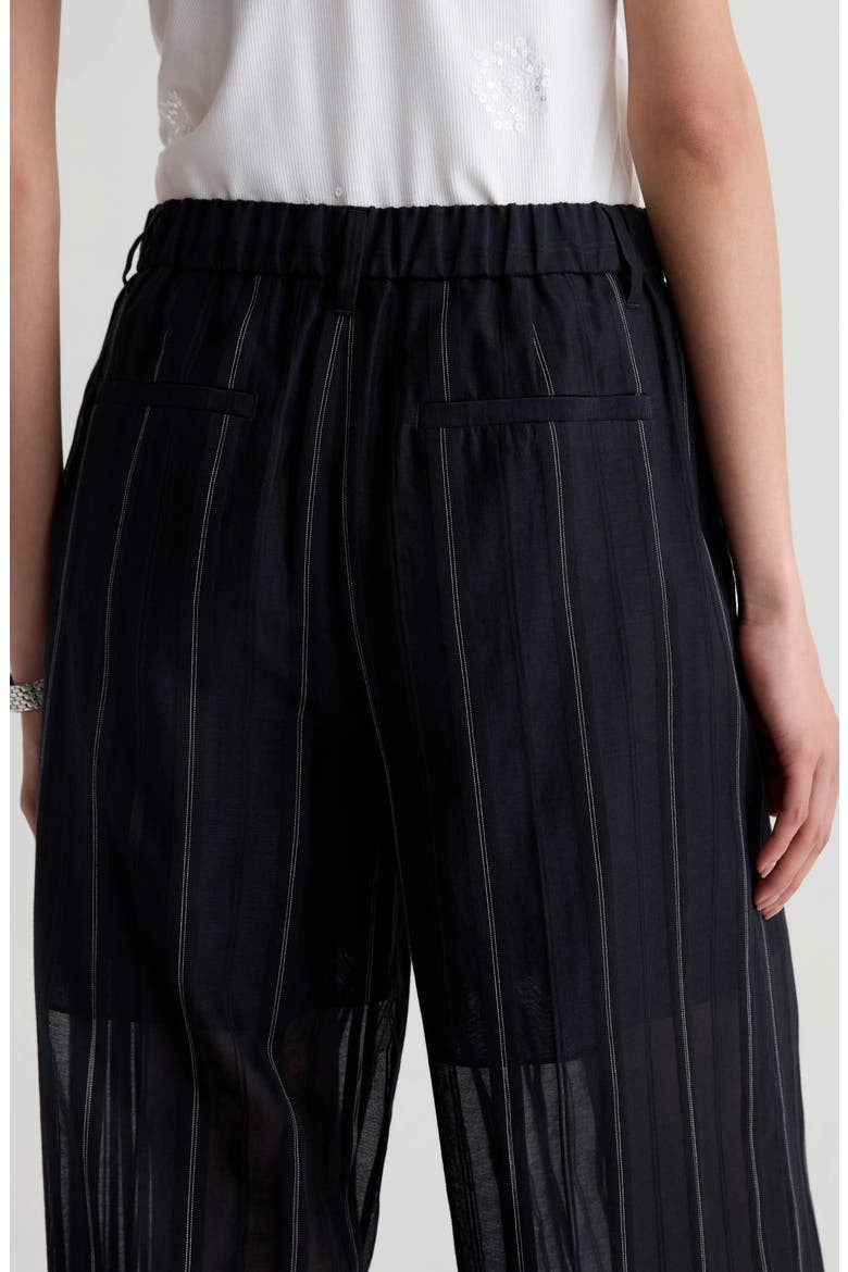 Anna Pinstripe Semisheer Wide Leg Cotton & Silk Pants, Alternate, color, DAY TO NIGHT