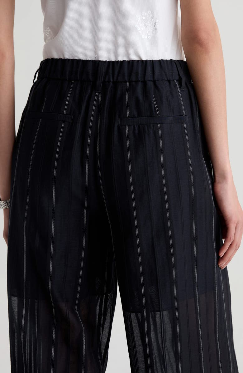 AG Anna Pinstripe Semisheer Wide Leg Cotton & Silk Pants, Alternate, color, Day To Night