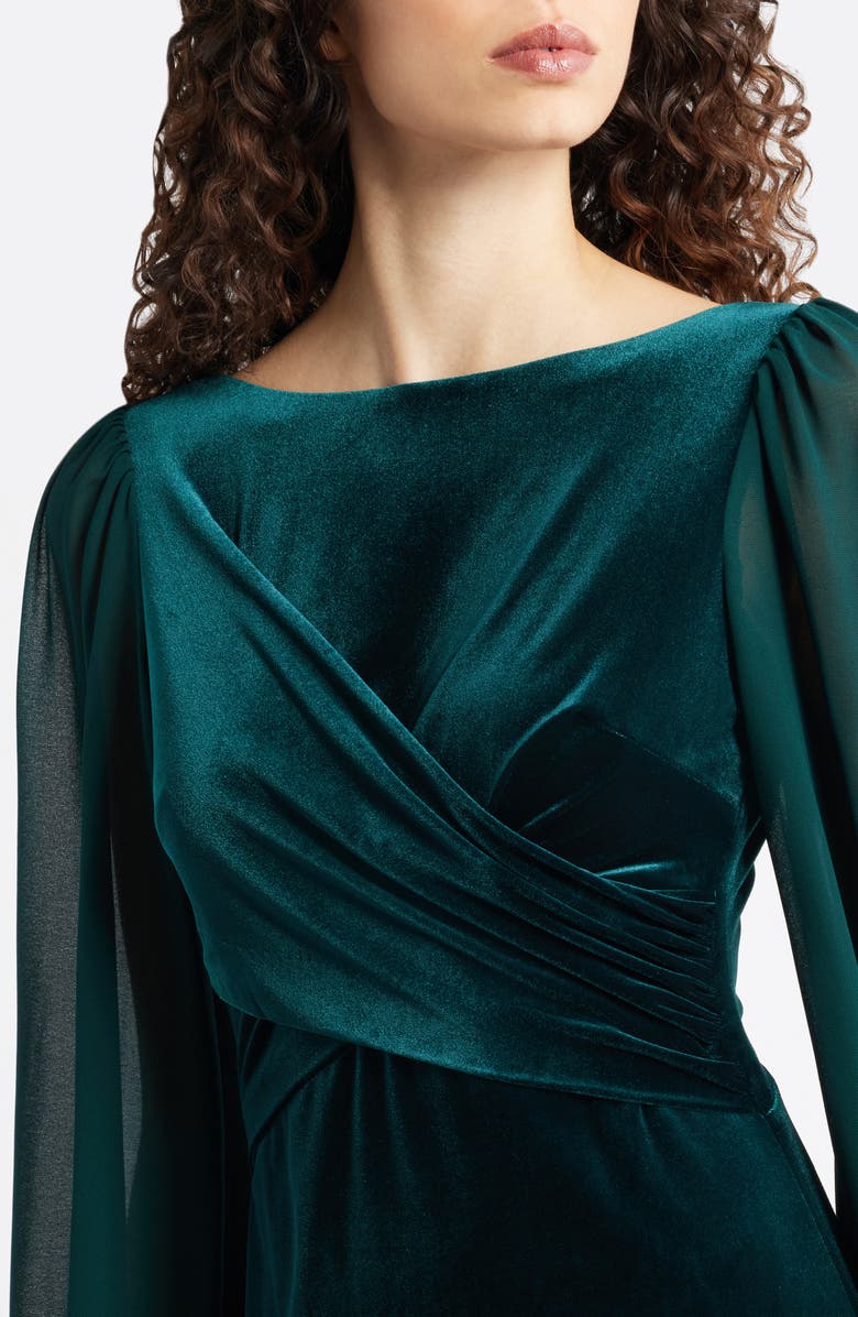 Vince Camuto Long Chiffon Sleeve Velvet Dress, Alternate, color,