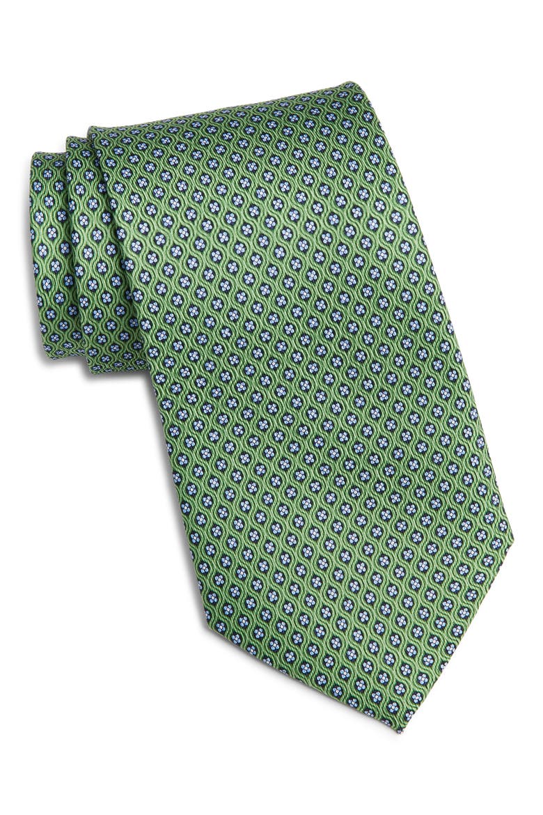 Floral Silk Tie, Main, color, GREEN