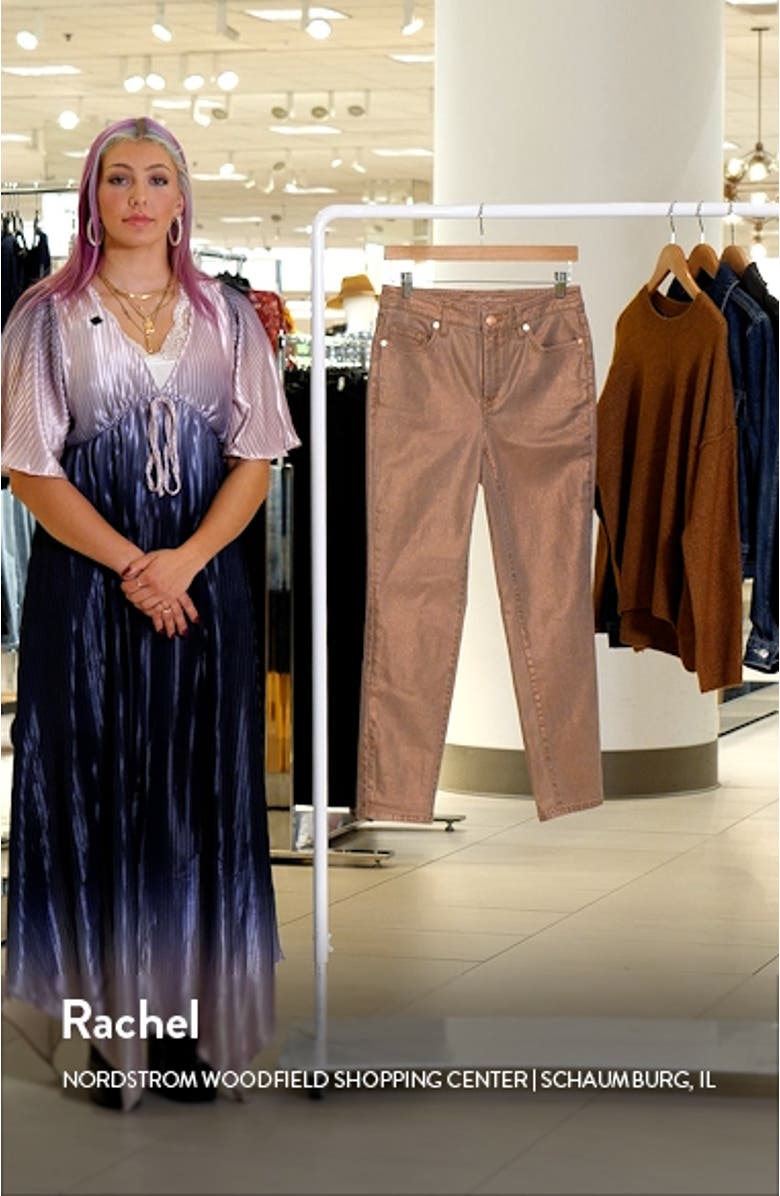 Metallic High Waist Ankle Skinny Jeans, sales video thumbnail