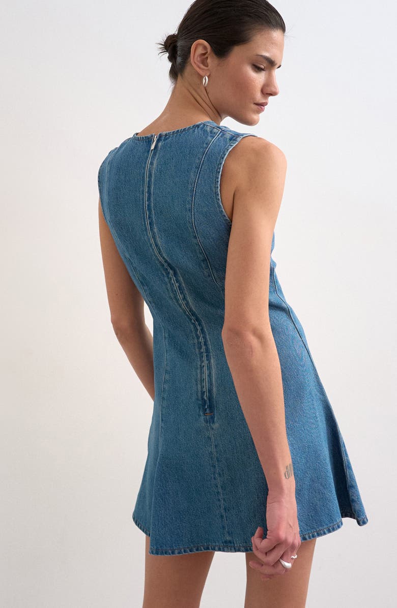 Topshop Denim Fit & Flare Dress, Alternate, color, Mblue