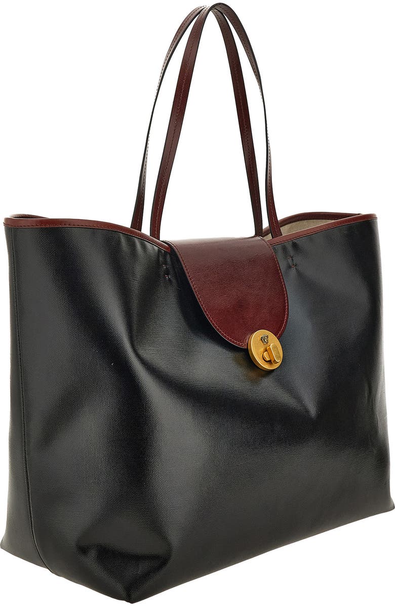 Versace Large Vivian Coated Canvas & Leather Tote, Alternate, color, Black Rosewood-Gold 82