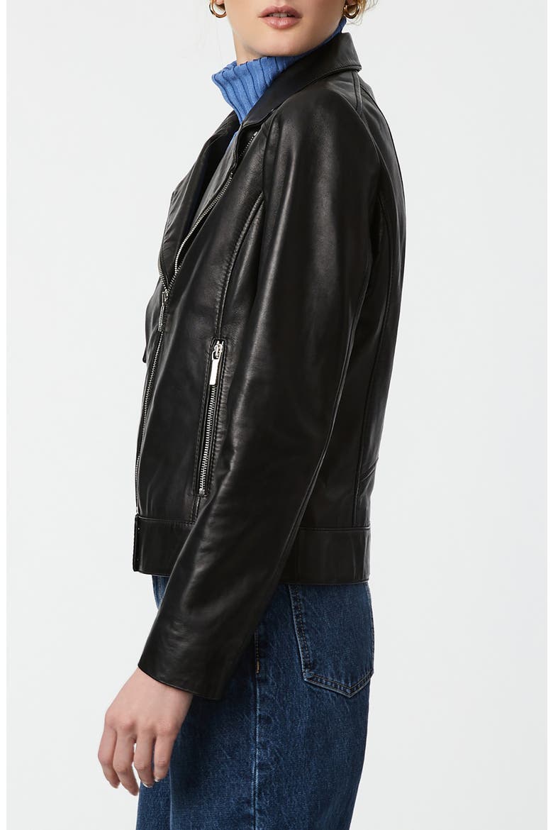 Leather Moto Jacket, Alternate, color, BLACK