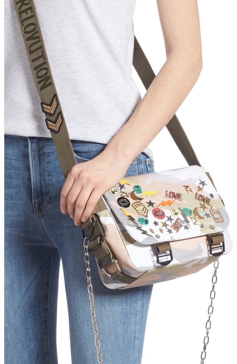 Zadig & Voltaire Ready Made Camo Canvas Messenger Bag, Alternate, color,