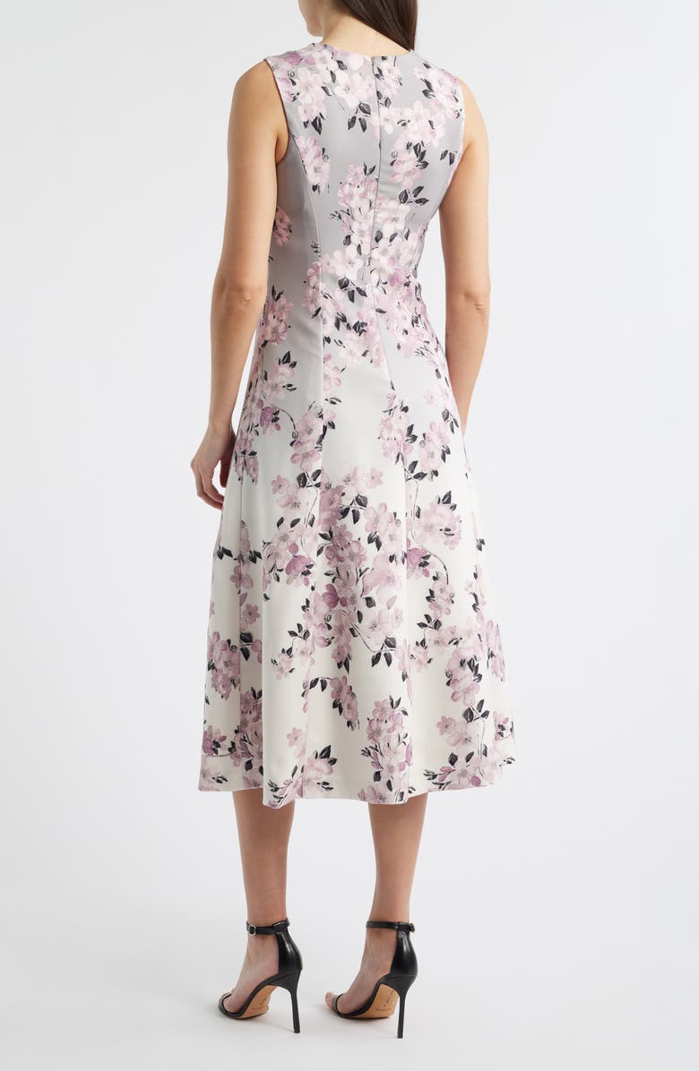 Anne Klein Floral Print Sleeveless Midi Dress, Alternate, color, White Dove Multi