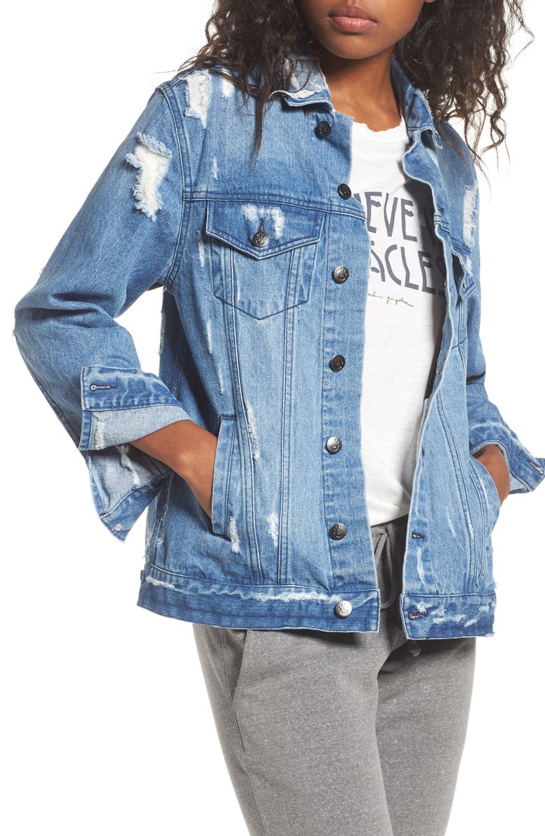 Spiritual Gangster I Am the Light Denim Jacket, Main, color,