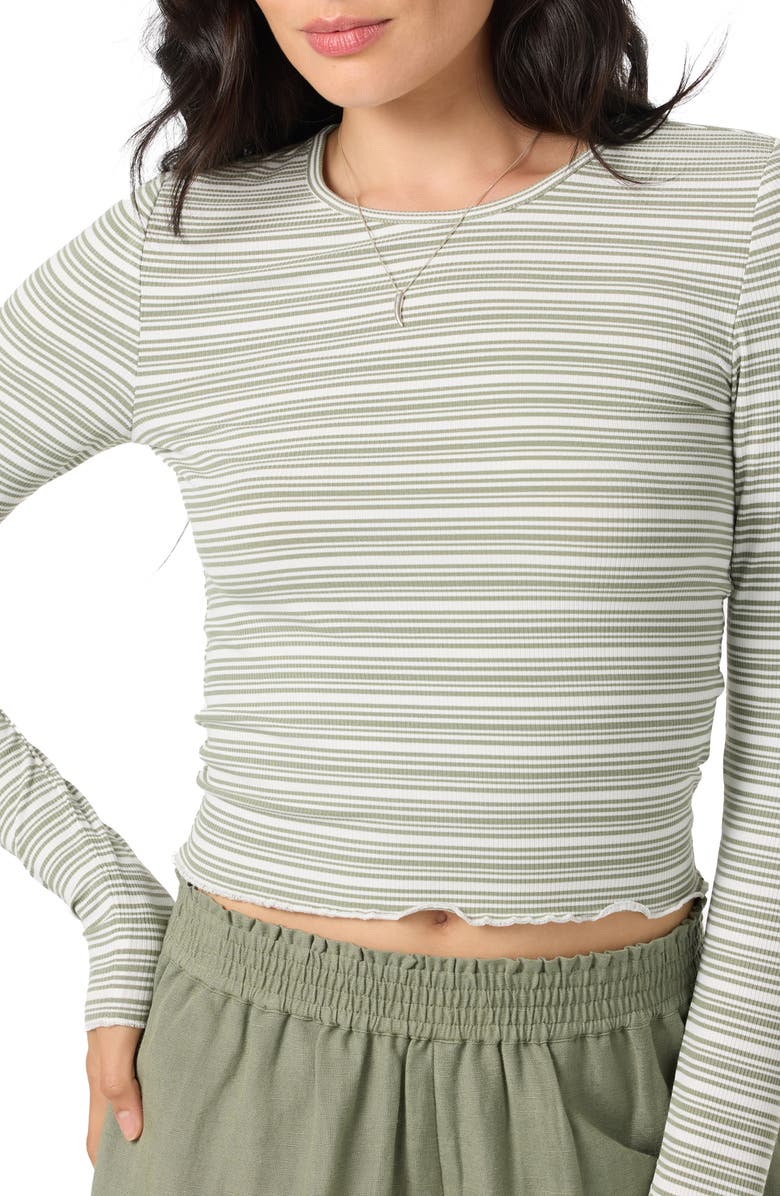 O'Neill Errin Stripe Crop Long Sleeve T-Shirt, Alternate, color, Sea Spray