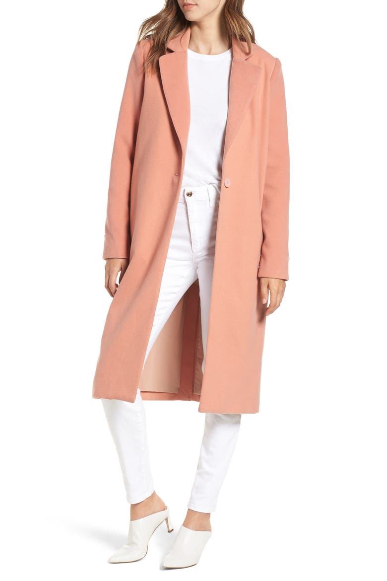 Perry Faux Fur Trim Coat, Alternate, color, DUSTY CORAL