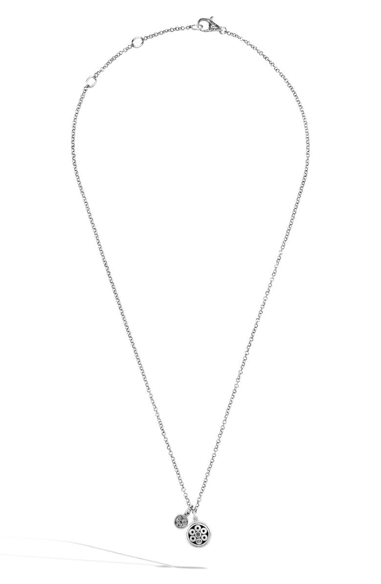John Hardy Dot Hammered Double Pendant Rolo Chain Necklace, Alternate, color, Black