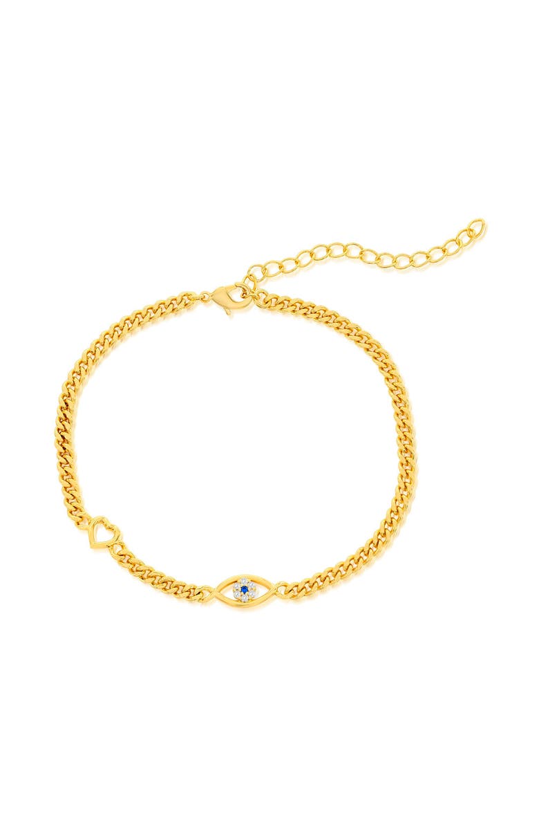 Donatello Gian Heart & Created Blue Sapphire Bracelet, Main, color, Gold