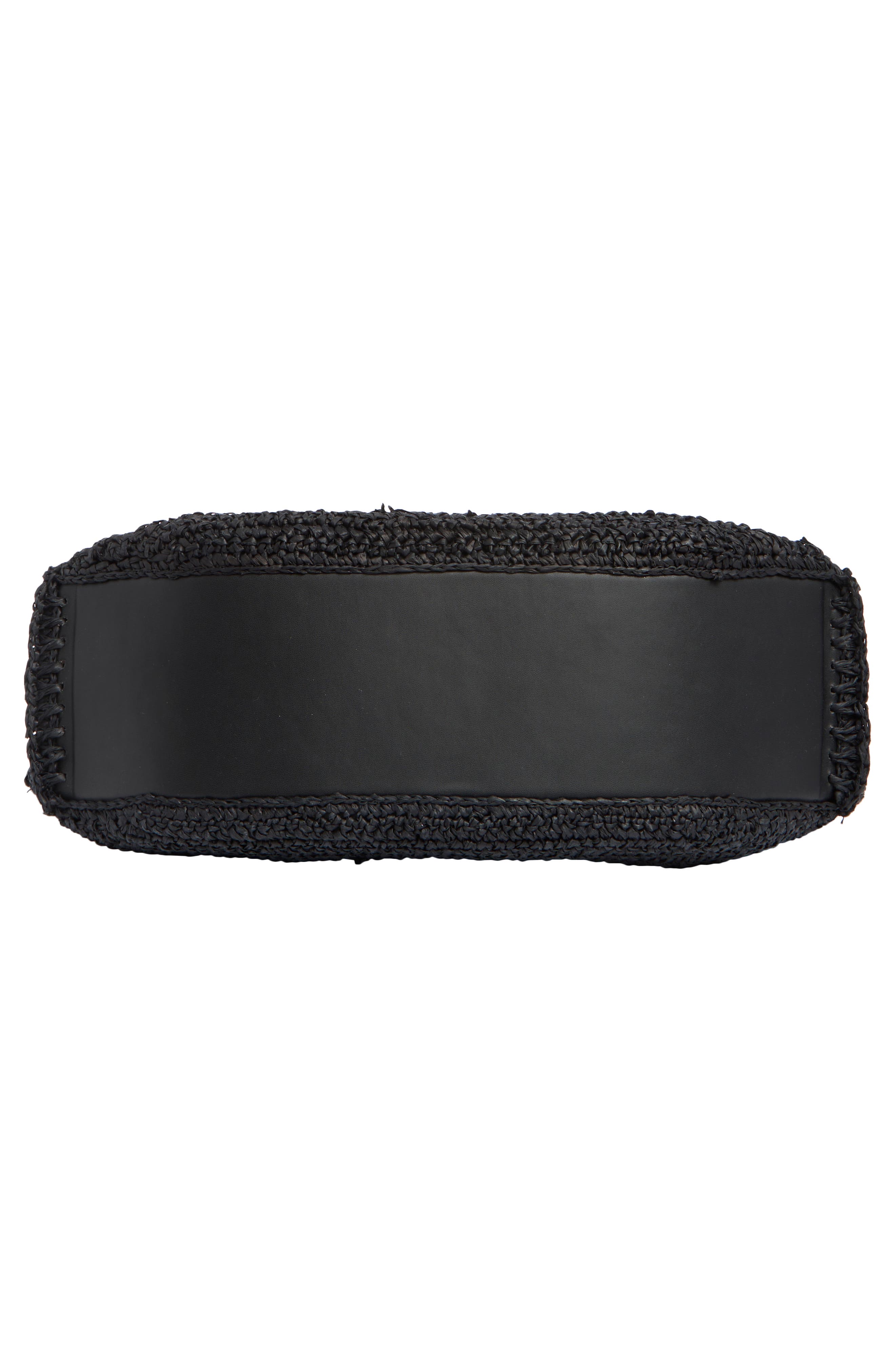 BCBG Woven Raffia Shoulder Bag, Alternate, color, Black