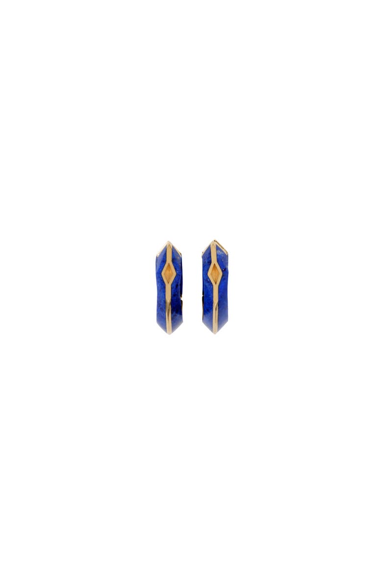 Lapis Large Hollow Hoop Earrings, Alternate, color, Gold/blue