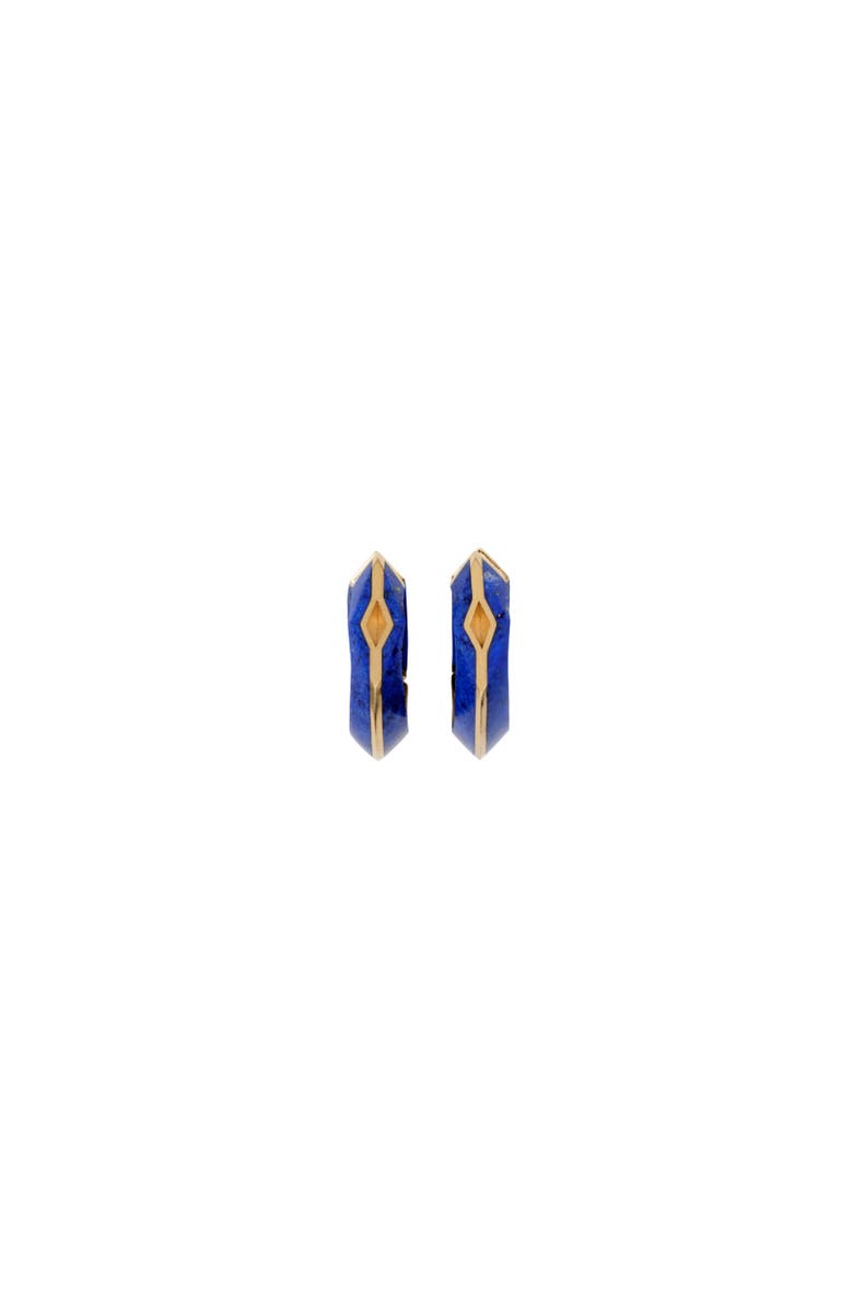 Burberry Lapis Large Hollow Hoop Earrings, Alternate, color, Gold/Blue