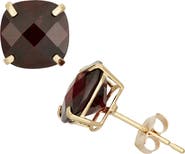 FZN 10K Gold Solitaire Garnet Stud Earrings