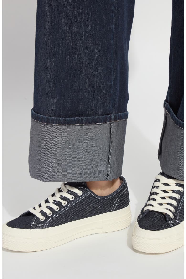Samara Cuffed Pull-On Wide Leg Jeans, Alternate, color, INDIGO