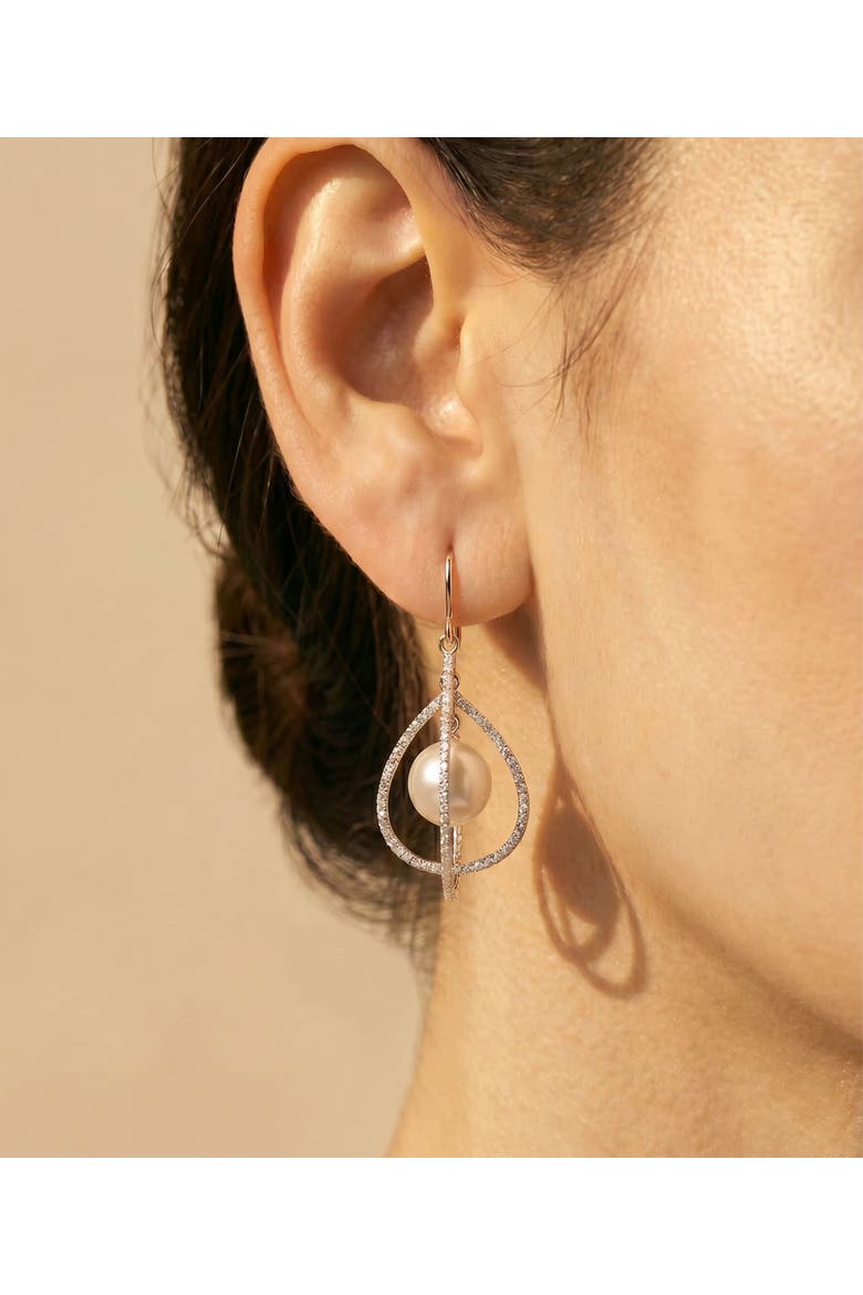 White Freshwater Pearl Eternal Earrings, Alternate, color, Sterling Silver