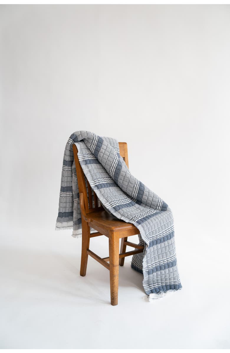 Inner Child Blue Stripes Sujani Quilt, Alternate, color, Queen