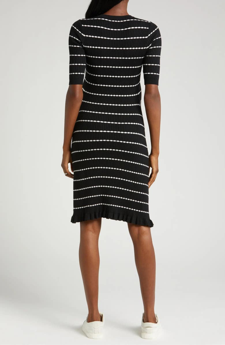 Marion Women's Knee Length Striped Maternity & Nursing Sweater Dress in Cotton Knit, Alternate, color, Black And White Stripe